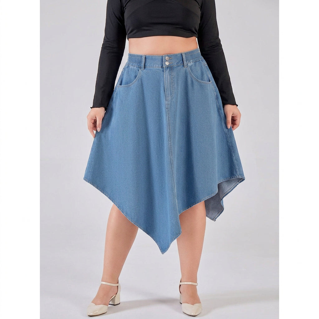 Rhea Irregular Denim Skirt