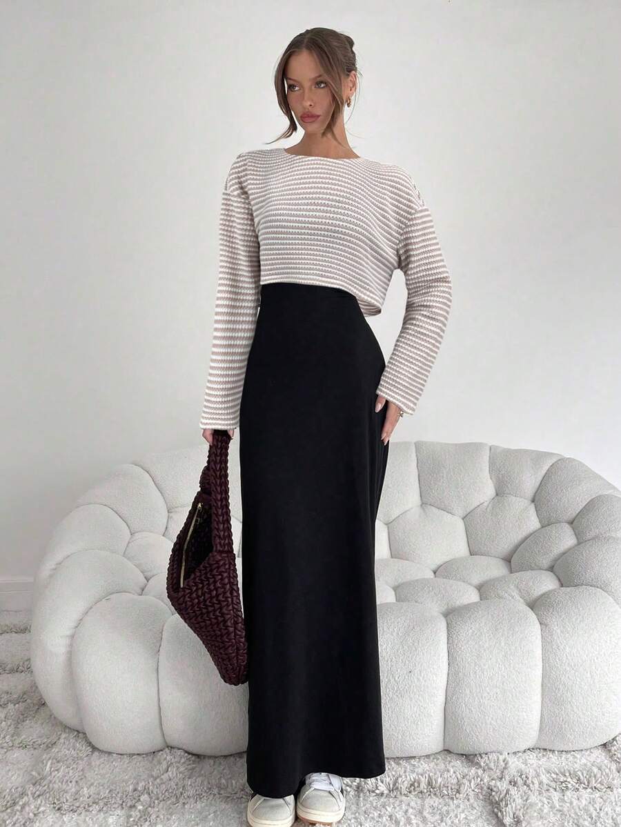 Noor Striped Boat Neck Two Piece Set - view 10