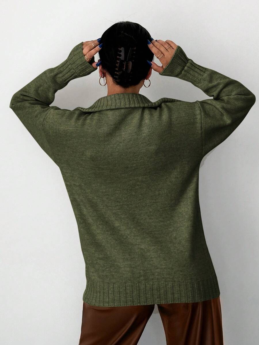 Chloe Half Zip Drop Shoulder Collared Sweater - view 4