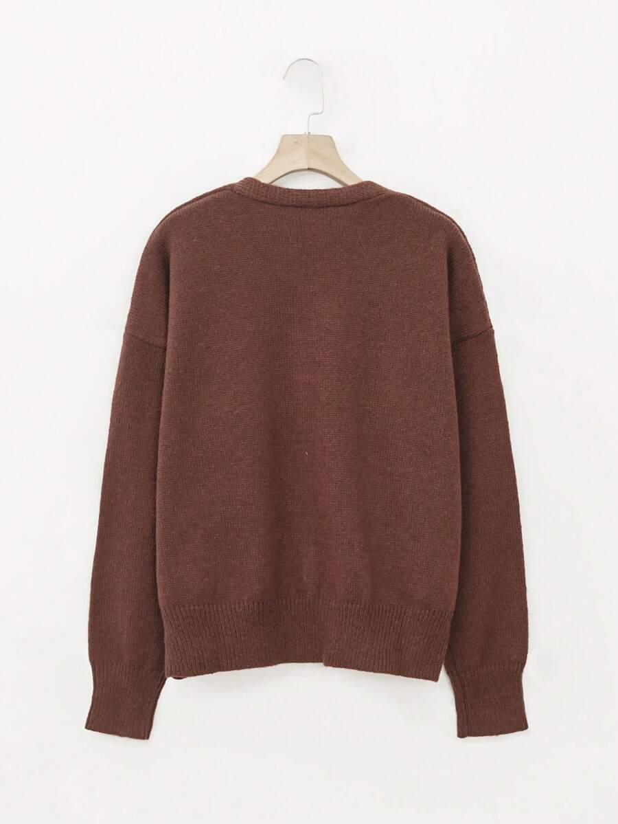 Lotte Button Front V Neck Drop Shoulder Cardigan - view 3