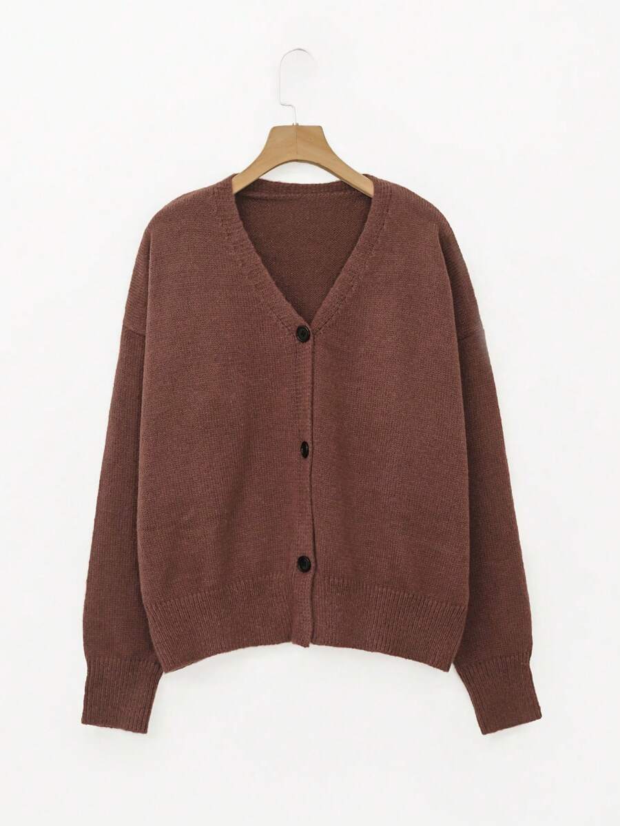 Lotte Button Front V Neck Drop Shoulder Cardigan - view 2