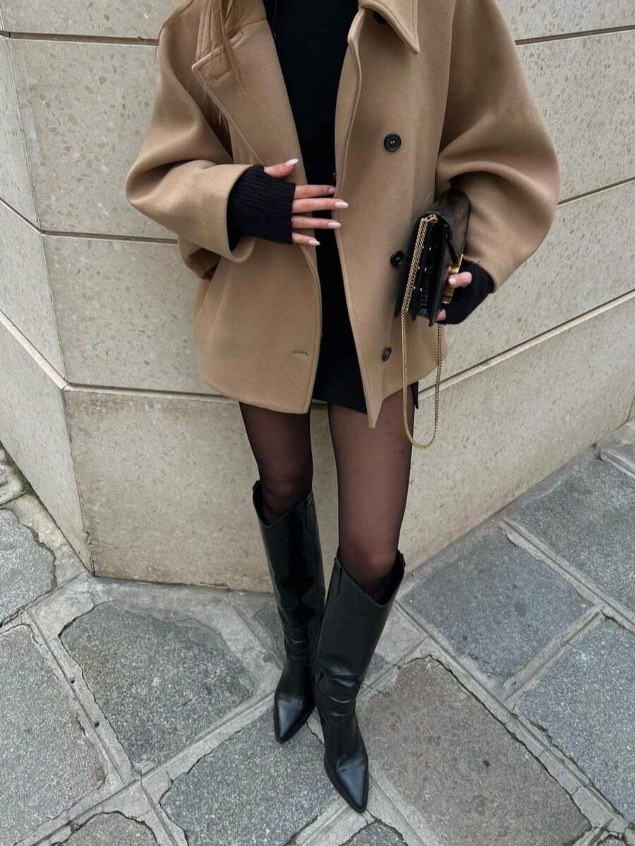Faye Double Breasted Patch Pocket Overcoat - view 3