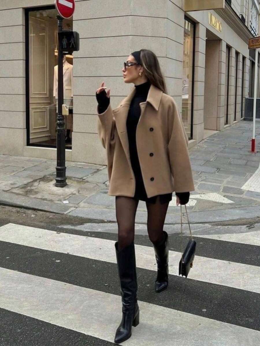 Faye Double Breasted Patch Pocket Overcoat - view 4