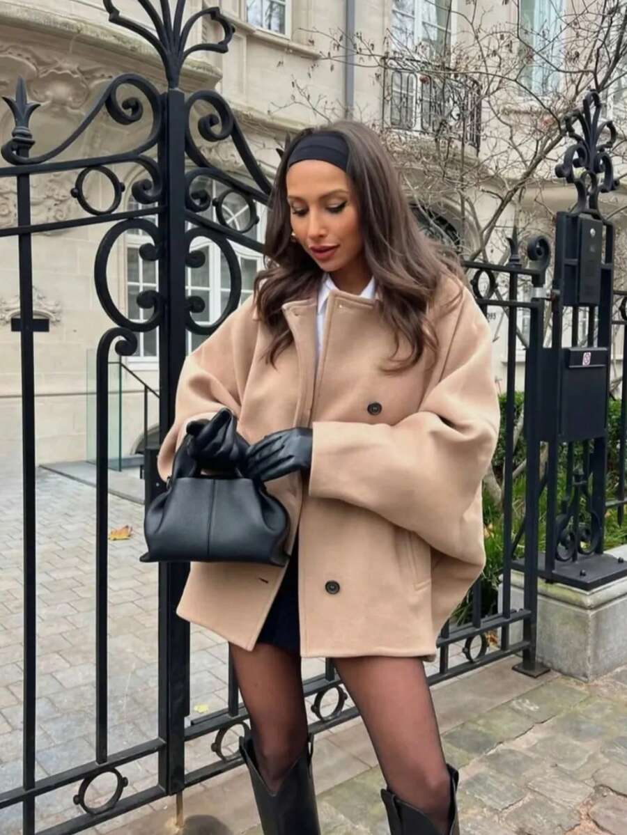 Faye Double Breasted Patch Pocket Overcoat - view 5