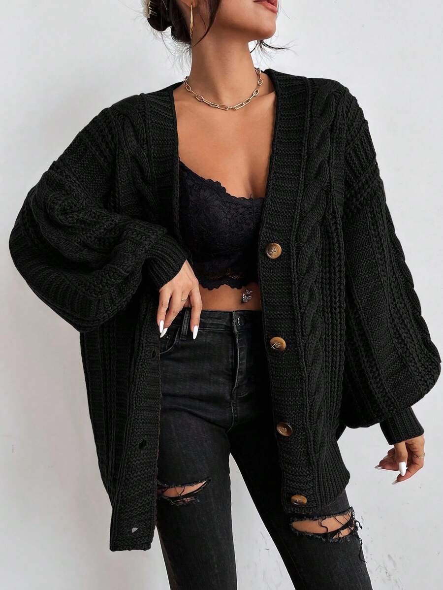 Frida Cable Knit Chunky Knit Cardigan - view 7