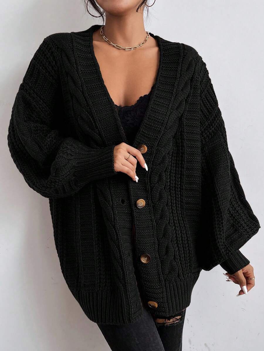 Vivienne | Cable-Knit Button-Up Chunky V-Neck Cardigan
