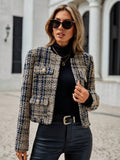 Harper Plaid Open Front Patch Pocket Blazer - front view