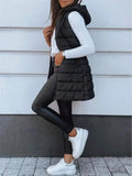 Layla Padded Longline Zip Front Sleeveless Vest - front view