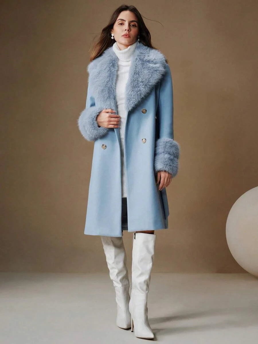 Nadine Collared Midi Length Longline Overcoat - front view