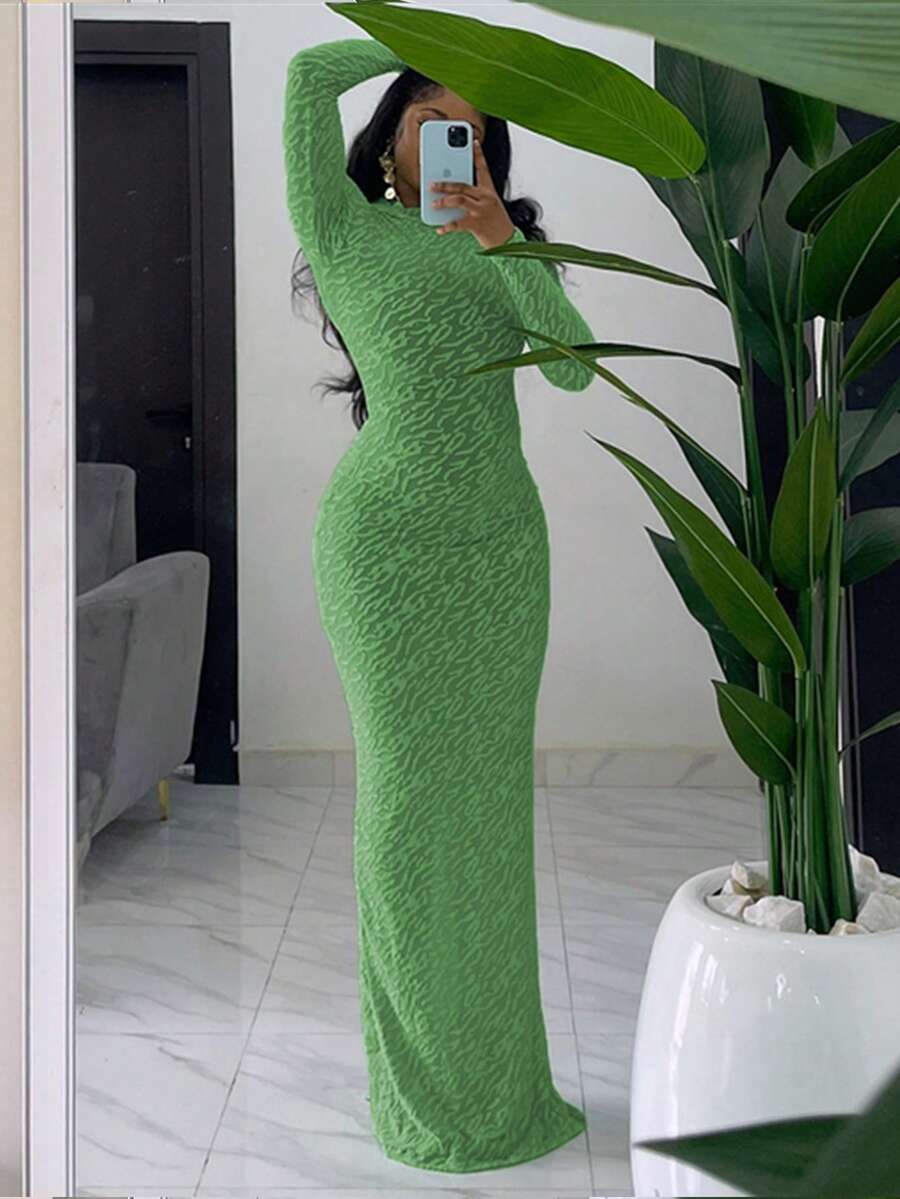 Thea Textured High Neck Maxi Dress - view 2