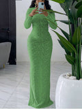 Thea Textured High Neck Maxi Dress - front view