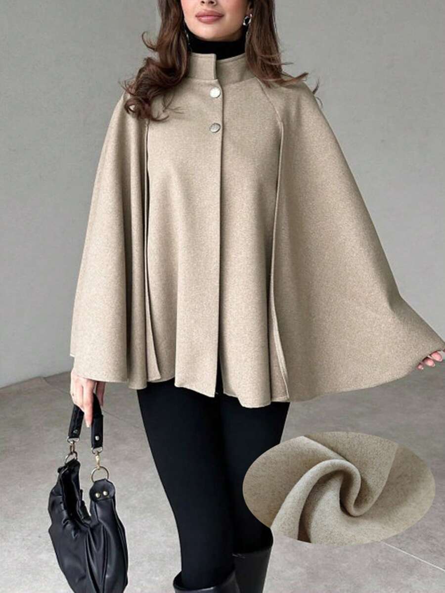Tove Stand Collar Cape Sleeve Longline Overcoat - view 3
