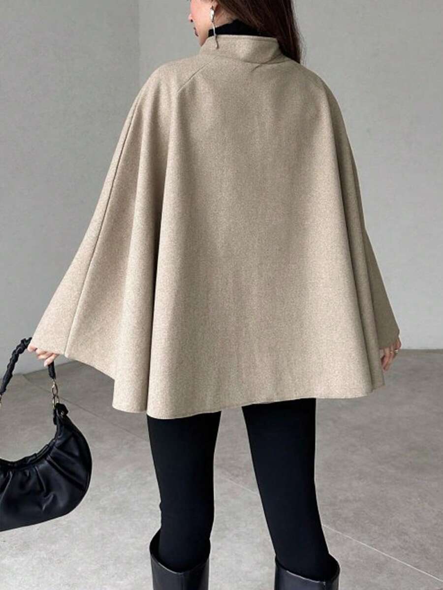Tove Stand Collar Cape Sleeve Longline Overcoat - view 4
