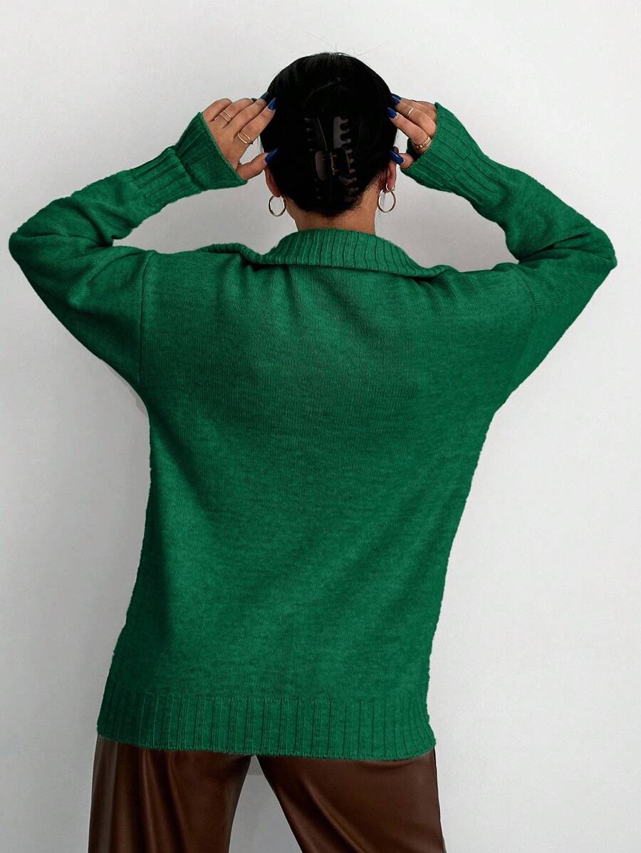 Chloe Half Zip Drop Shoulder Collared Sweater - view 12