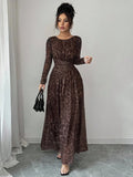 Evelyn Round Neck Ruched Maxi Dress - front view