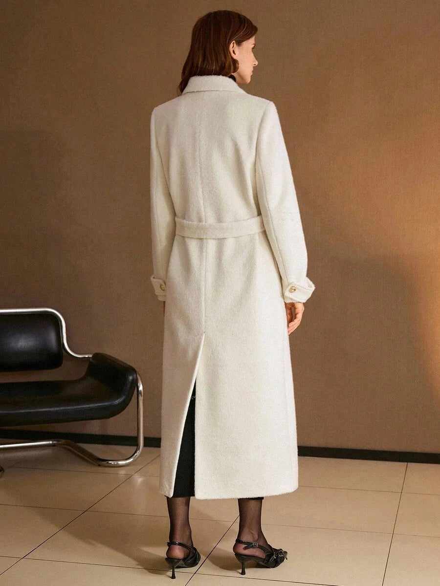 Lea Belted Double Breasted Notch Lapel Longline Overcoat - view 2