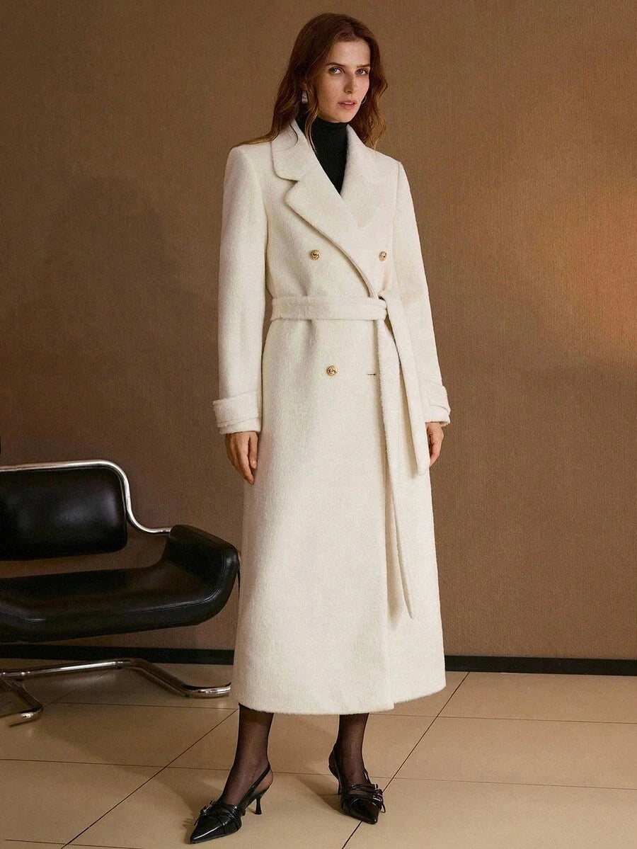 Lea Belted Double Breasted Notch Lapel Longline Overcoat - view 3