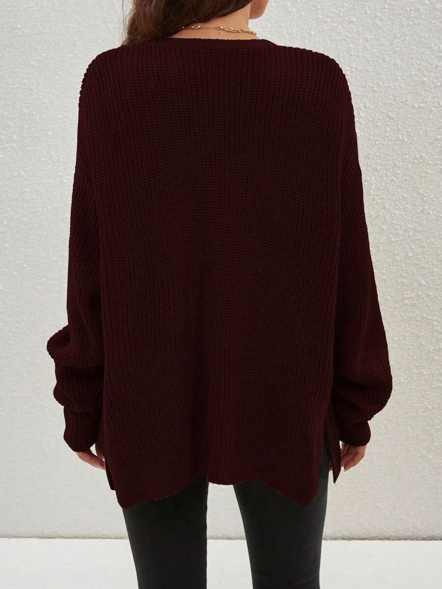 Willa | Rib-Knit Open-Front Cardigan With Side Slits