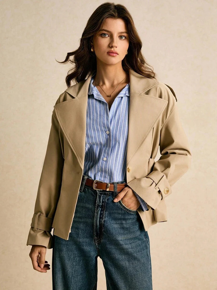 Penelope Belted Double Breasted Notch Lapel Trench Coat - view 2