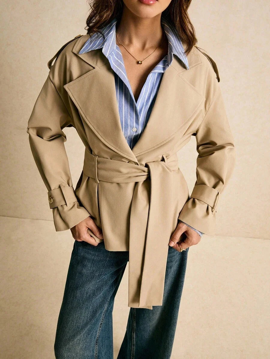 Penelope Belted Double Breasted Notch Lapel Trench Coat - view 3