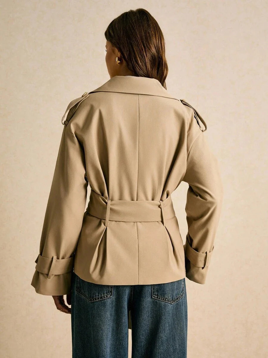 Penelope Belted Double Breasted Notch Lapel Trench Coat - view 4
