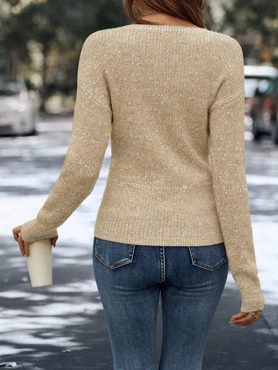 Laura Ribbed Wrap Front V Neck Sweater - view 2