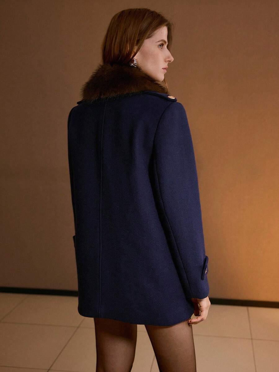 Zelie Double Breasted Collared Longline Overcoat - view 2