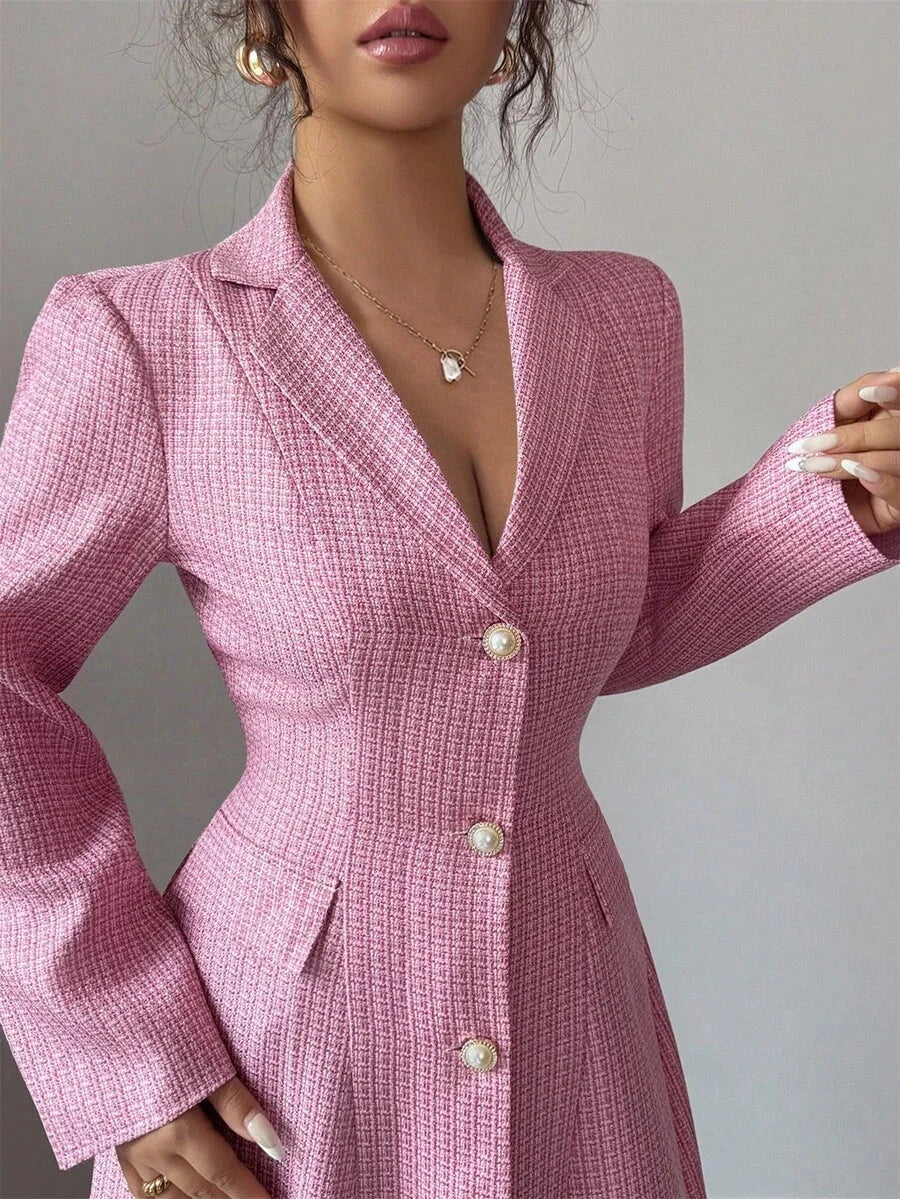 Nora Notch Lapel A Line Dress - view 9