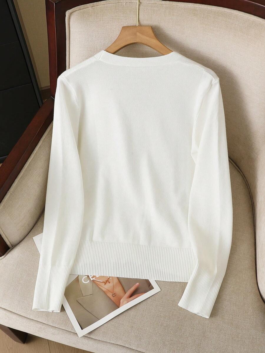 Ida Ribbed Button Front V Neck Cardigan - view 5