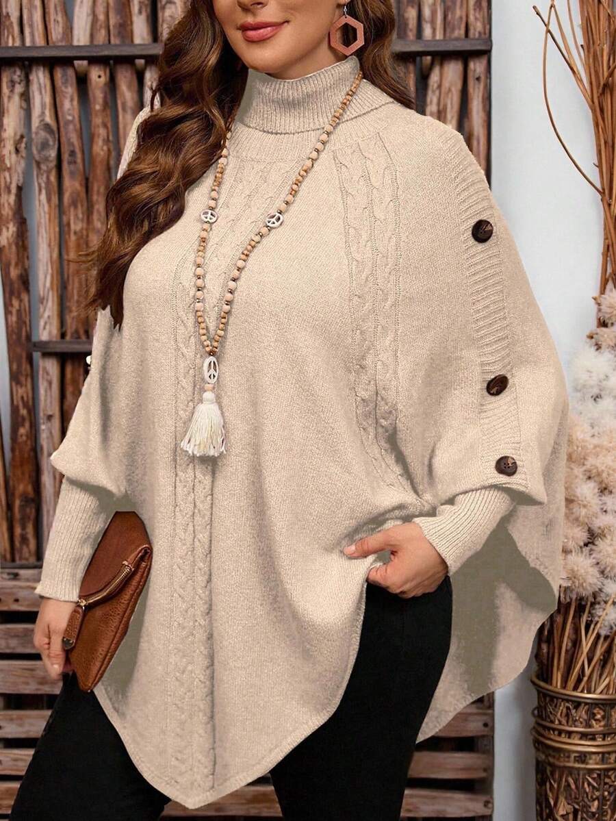 Chiara Batwing Sleeve High Neck Sweater - front view