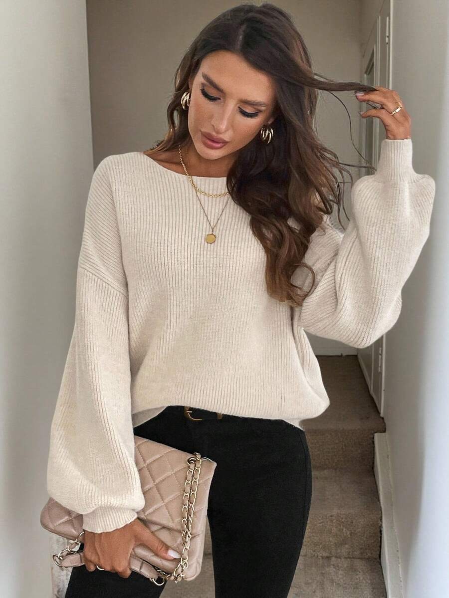 Ines Round Neck Open Back Sweater - view 3