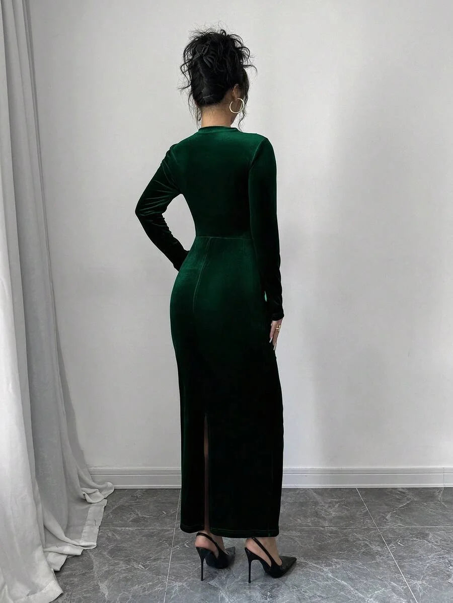 Wren Stand Collar Ruched Collared Maxi Dress - view 9
