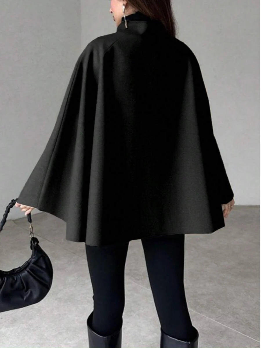 Tove Stand Collar Cape Sleeve Longline Overcoat - view 7