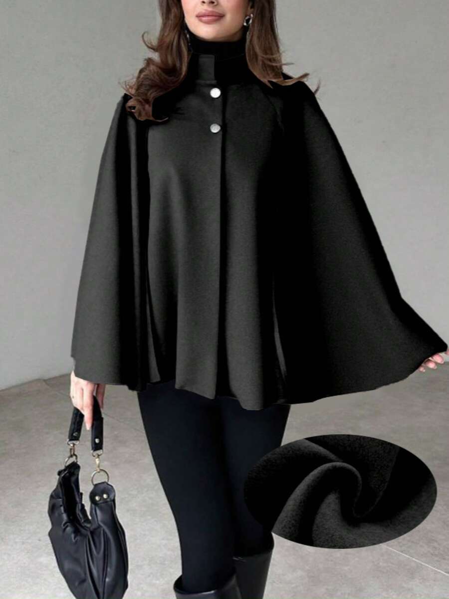 Tove Stand Collar Cape Sleeve Longline Overcoat - view 5