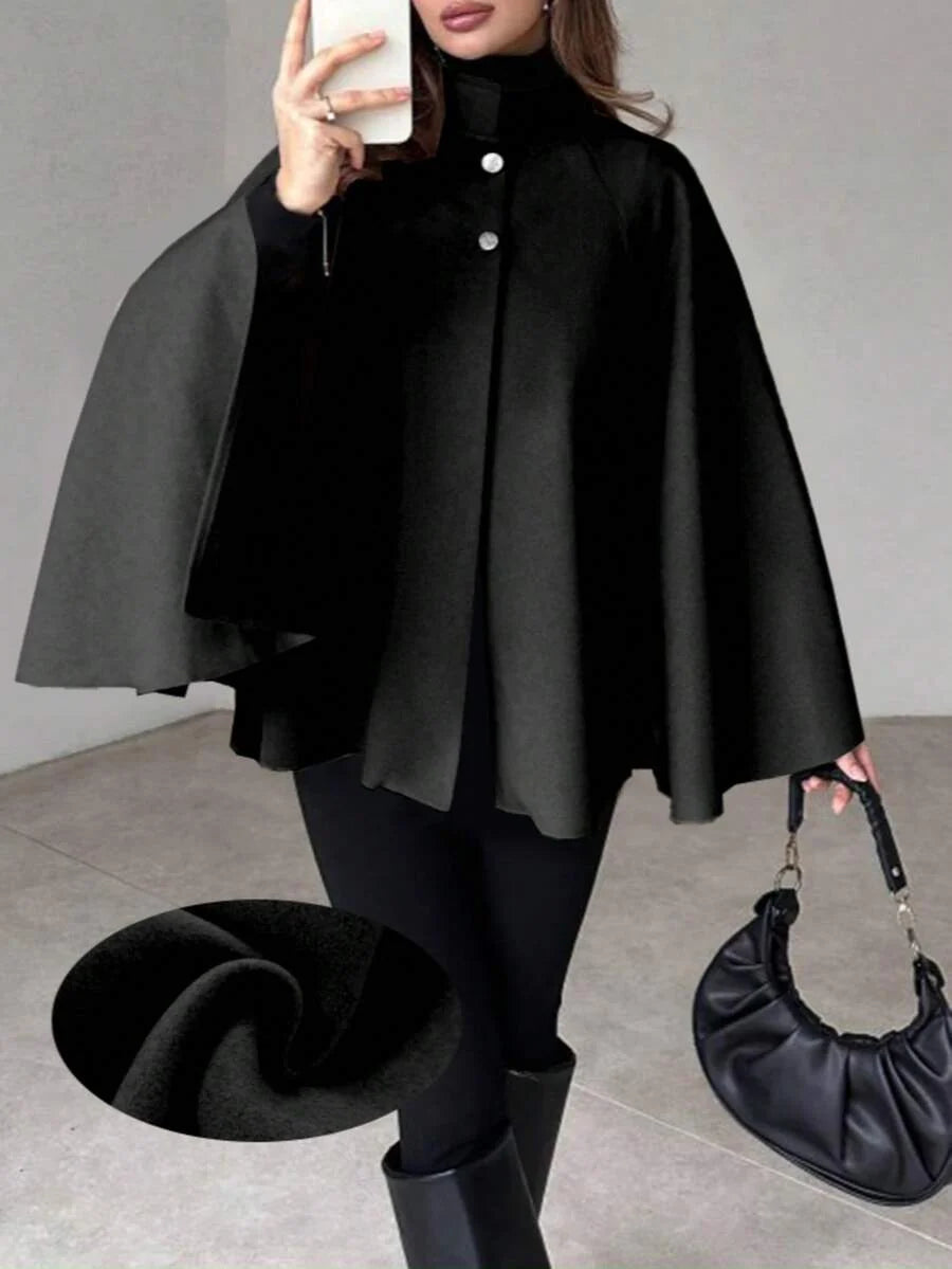 Tove Stand Collar Cape Sleeve Longline Overcoat - view 6