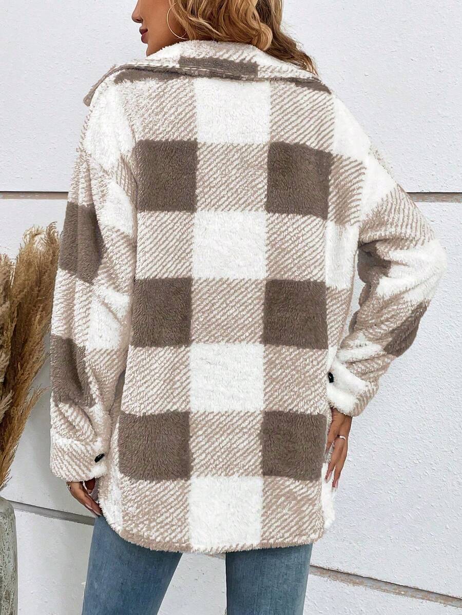 Juliette Plaid Collared Longline Jacket - view 2