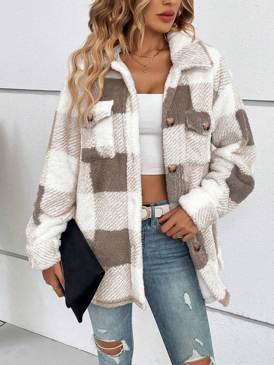 Juliette Plaid Collared Longline Jacket - view 3