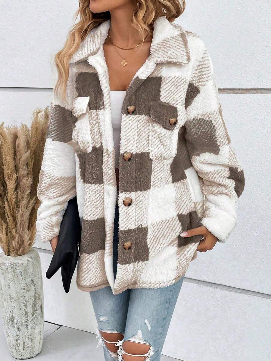 Juliette Plaid Collared Longline Jacket - view 6