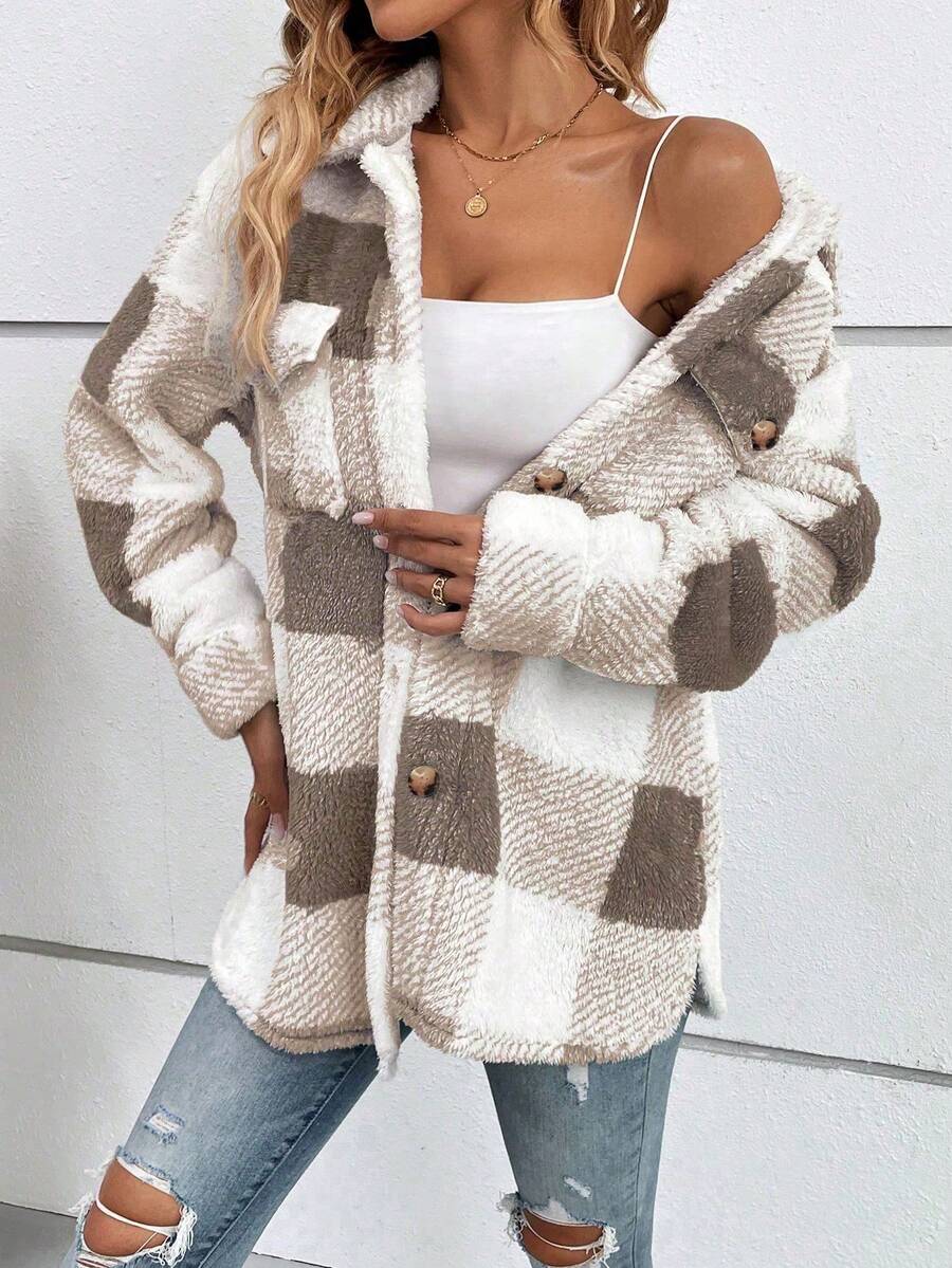 Juliette Plaid Collared Longline Jacket - view 5