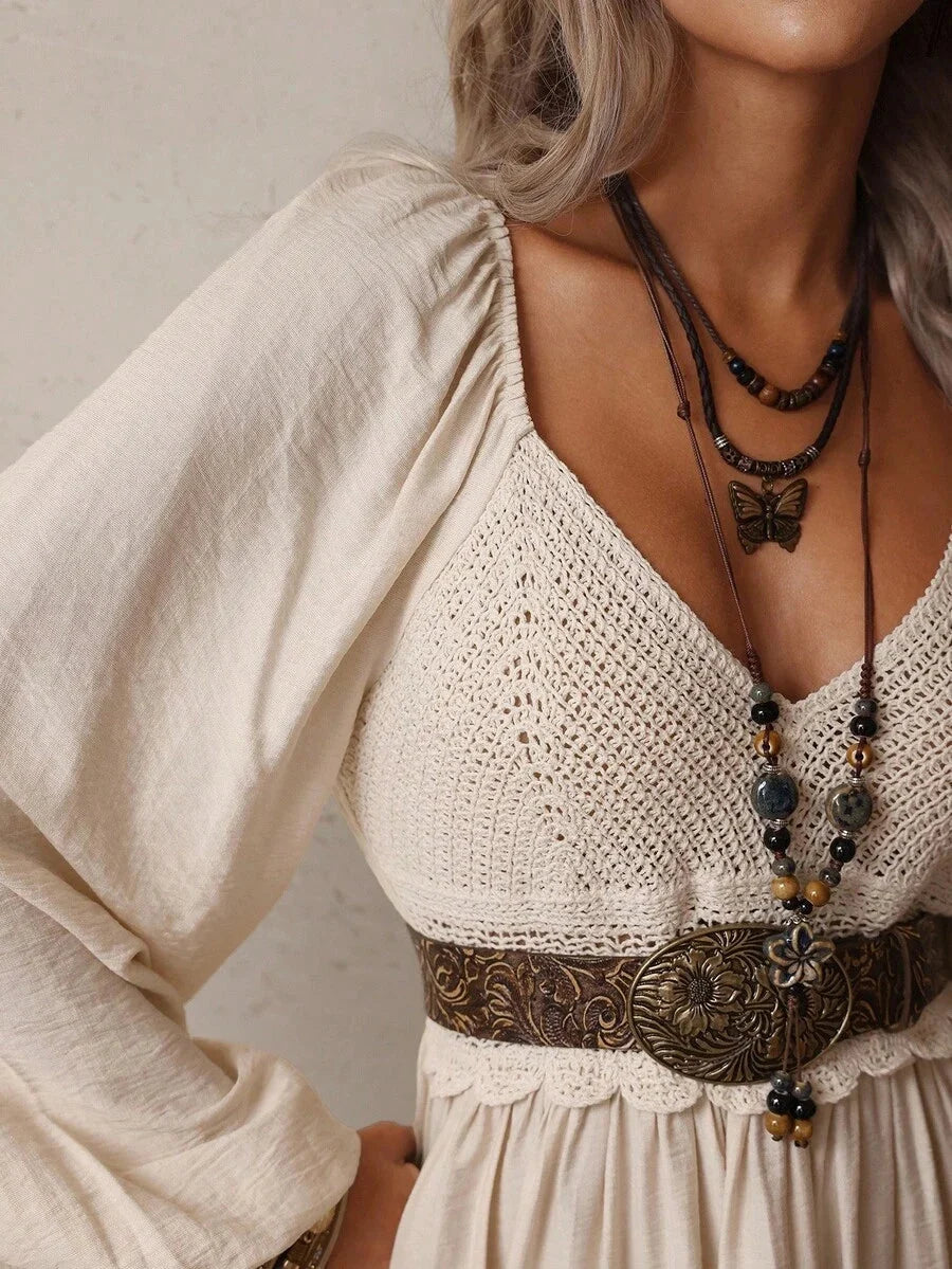 Juniper Long Sleeve Crochet Mini Dress - view 3