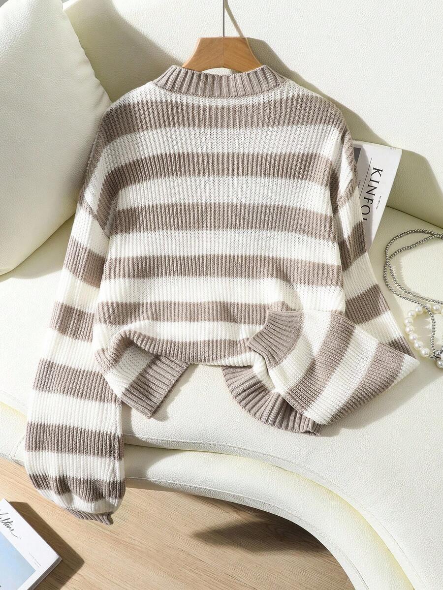 Tove Striped Drop Shoulder Balloon Sleeve Sweater - view 2