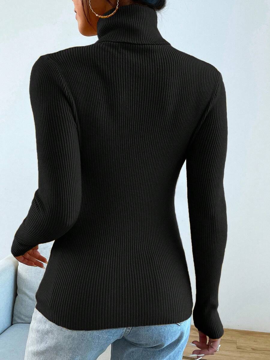 Sanne Ribbed Turtleneck Slim Fit Sweater - view 3