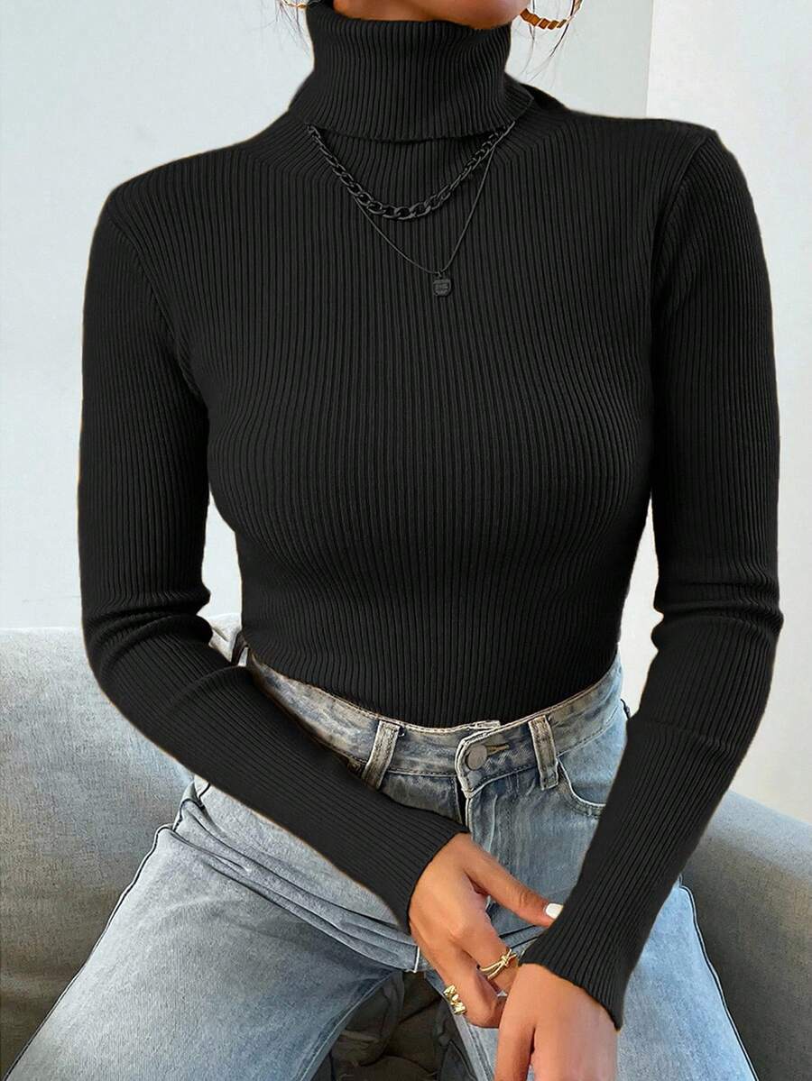 Sanne Ribbed Turtleneck Slim Fit Sweater - view 4