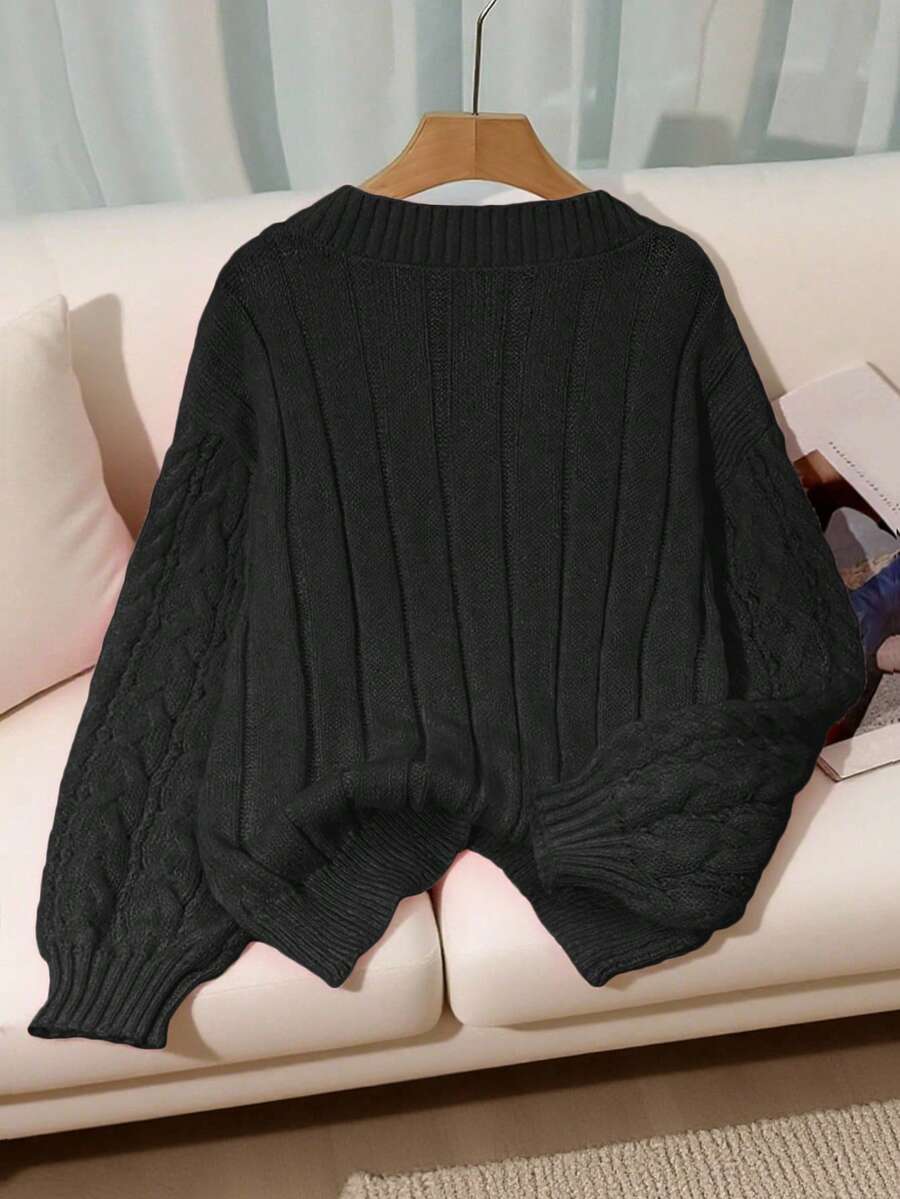 Petra Cable Knit Ribbed Chunky Knit Sweater - view 5
