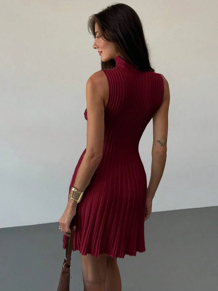 Freya Ribbed High Neck Mini Dress - view 5