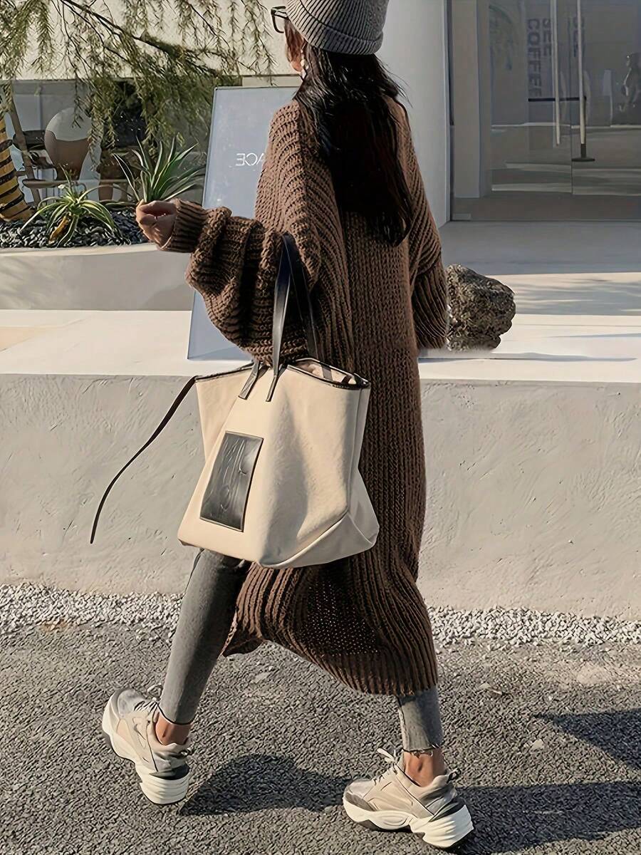 Elodie | Chunky-Knit Open-Front Duster Cardigan Maxi Length