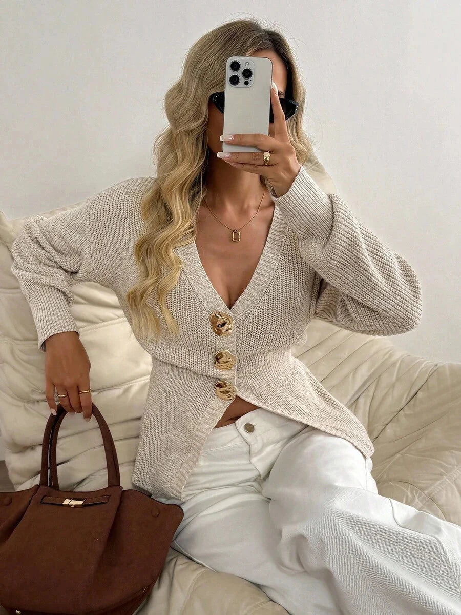 Leila V Neck Drop Shoulder Cardigan - view 6