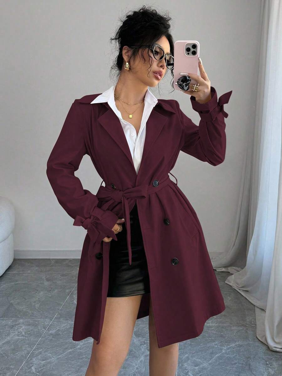 Zoe Belted Double Breasted Trench Coat - view 11