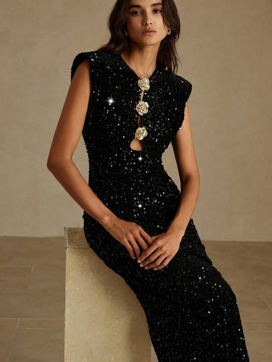 Margot Sequin Keyhole Maxi Dress - view 4