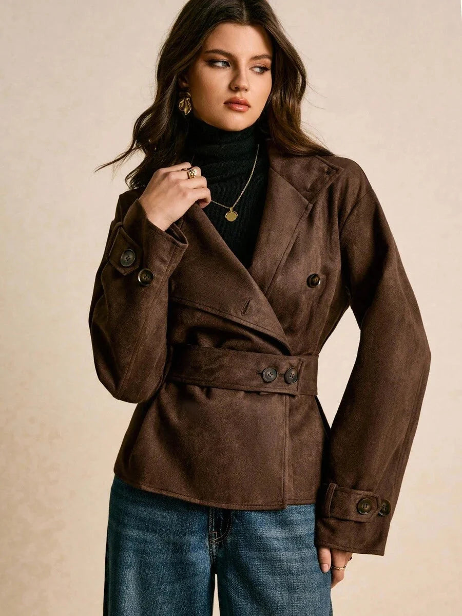 Vivienne Peplum Belted Stand Collar Collared Jacket - view 4